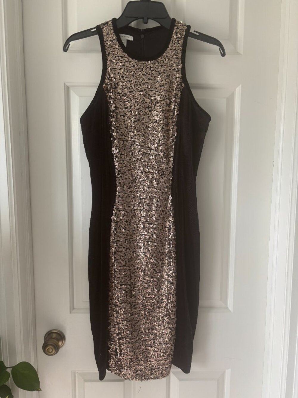 Boston Proper black velvet with sequins dress, size 12
